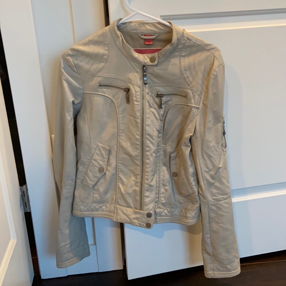 Light beige faux leather jacket